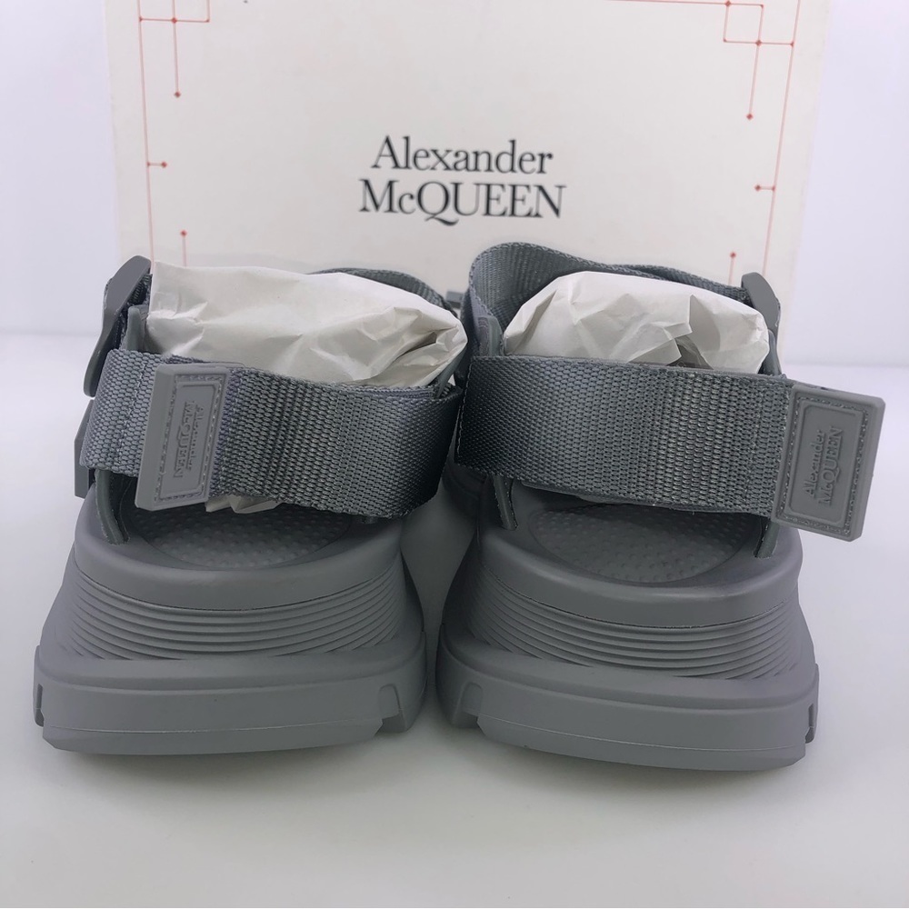 NEW Alexander McQueen Hybrid Tech Leather Rubber Sandals Gray Size 43 US 10 $690 - Picture 4 of 9